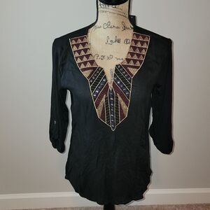 Espresso black embellished top